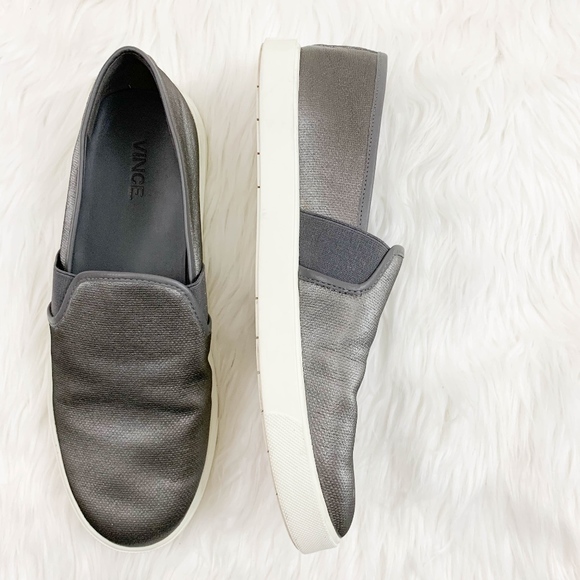 Vince Shoes - Vince Preston Metallic Leather Sneaker Size 9 Gray